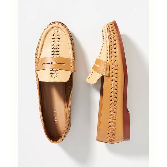 Anthropologie Pilcro Woven Leather Loafers Brown US 7 - Picture 1 of 12